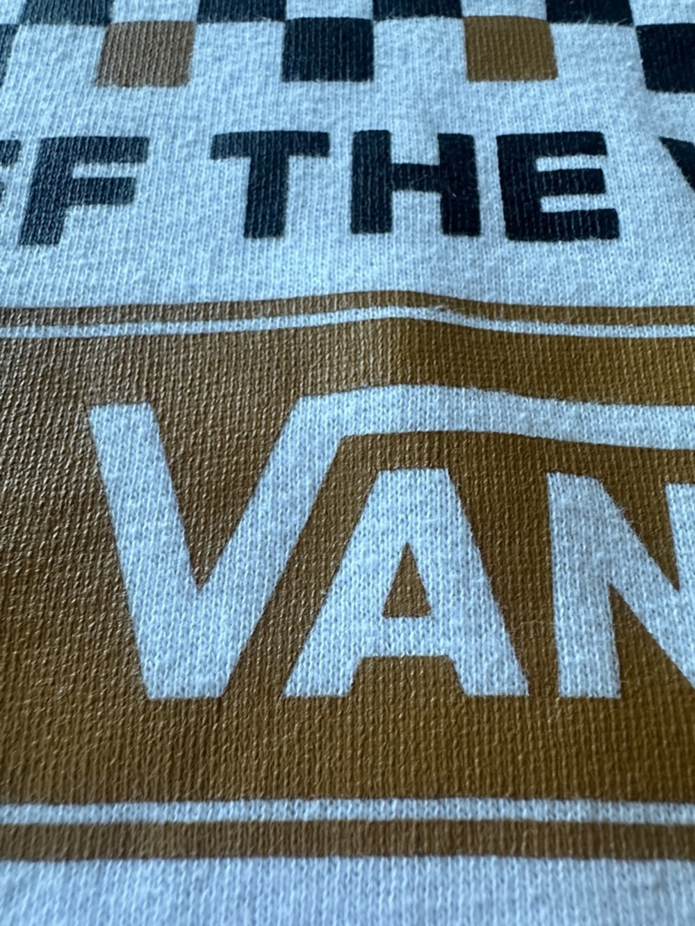 Vans Unisex White Hoodie with Black and Tan Checkerboard Graphic size Small - Picture 3 of 7